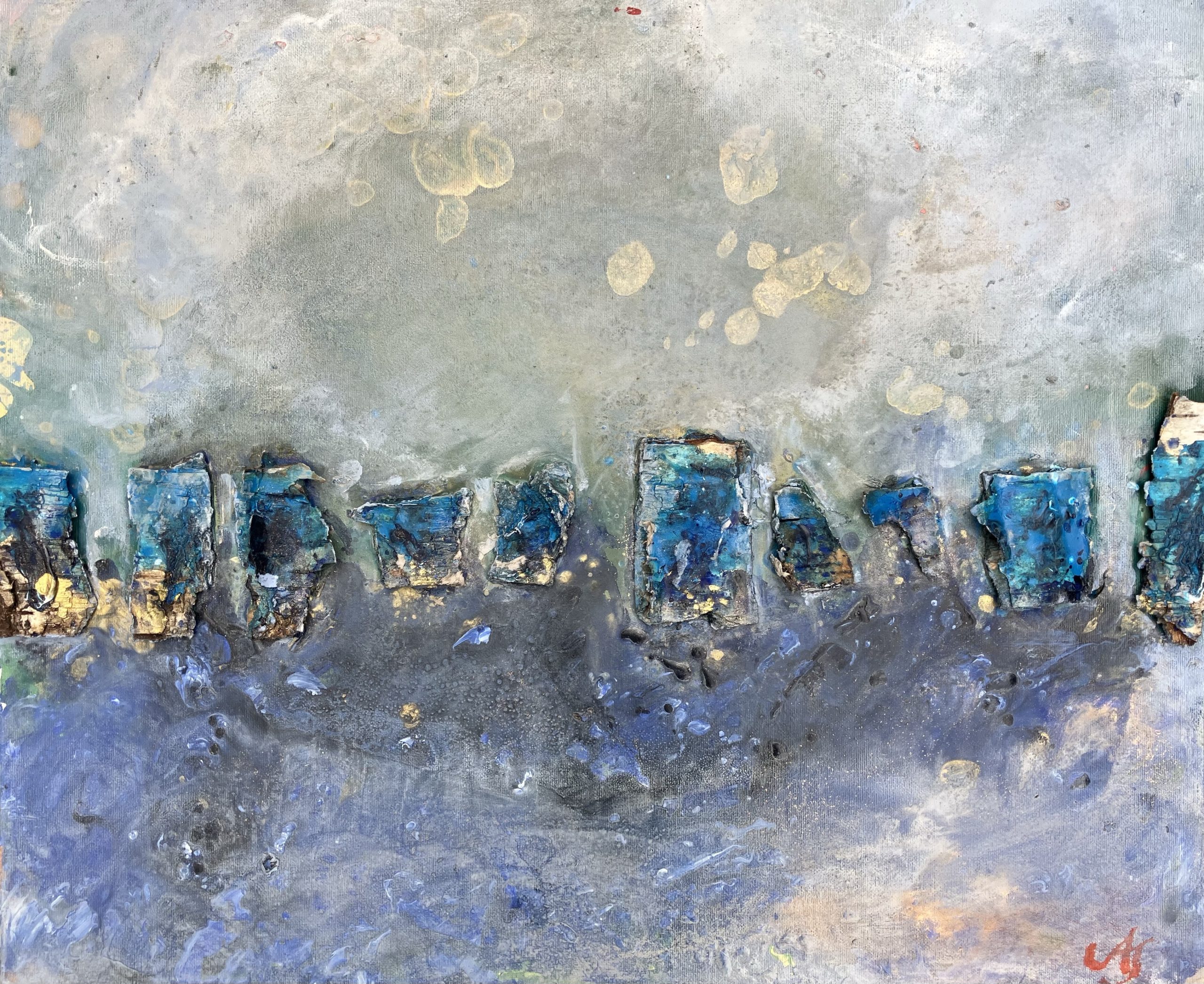 blue zone (blauw tinten met berkenhout 60x50)