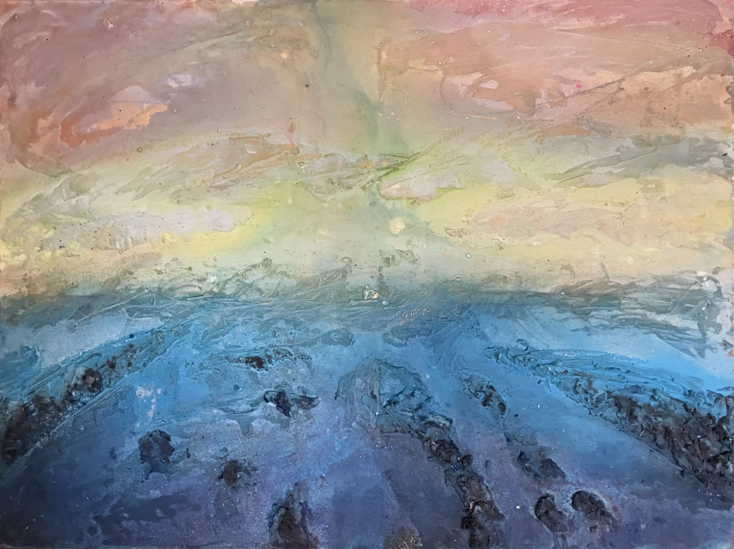Kopland's blauw (ondergaande zon in zee 80x60)