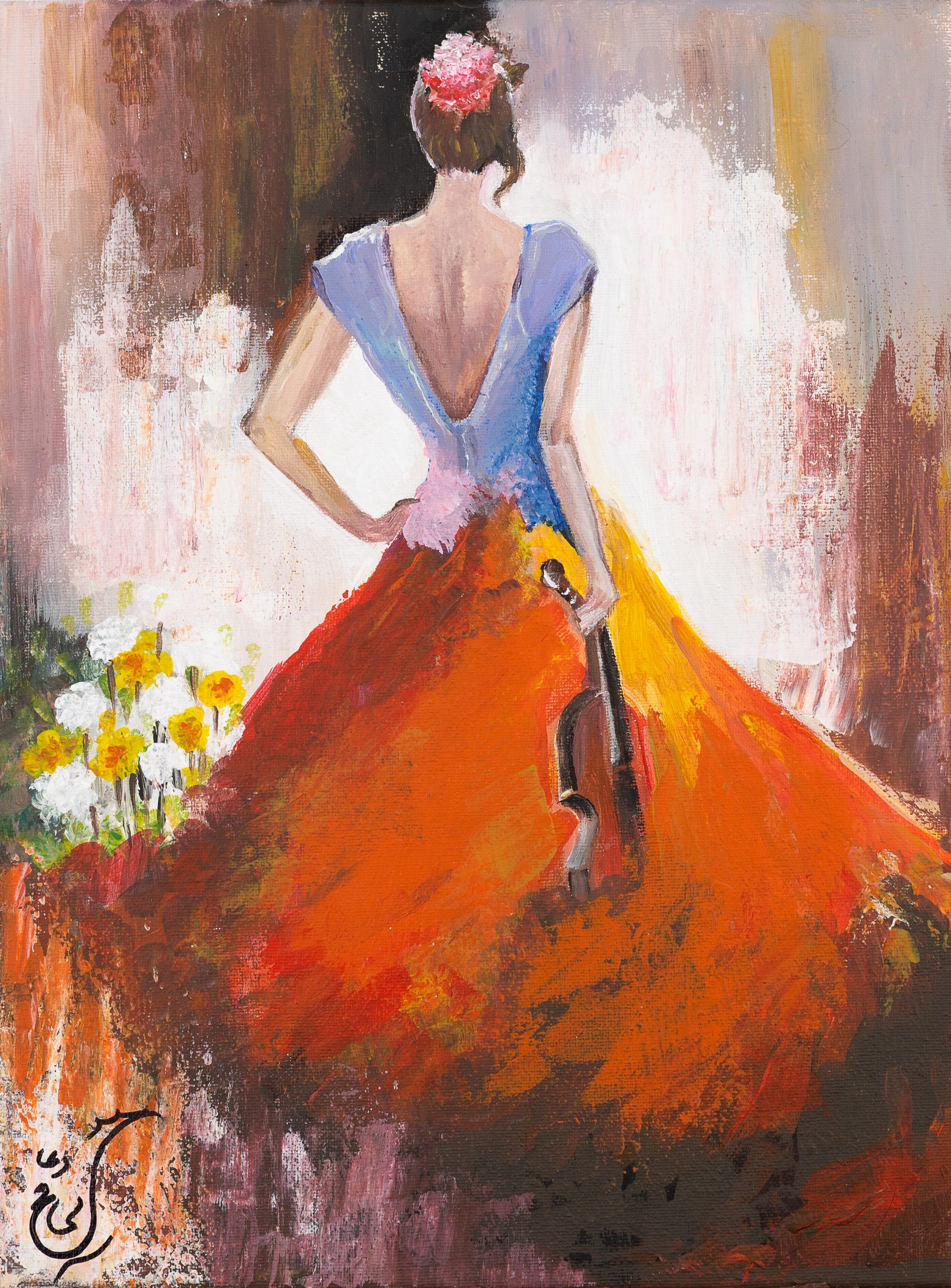 Vrouw, muziek en bevrijding 40x30cm