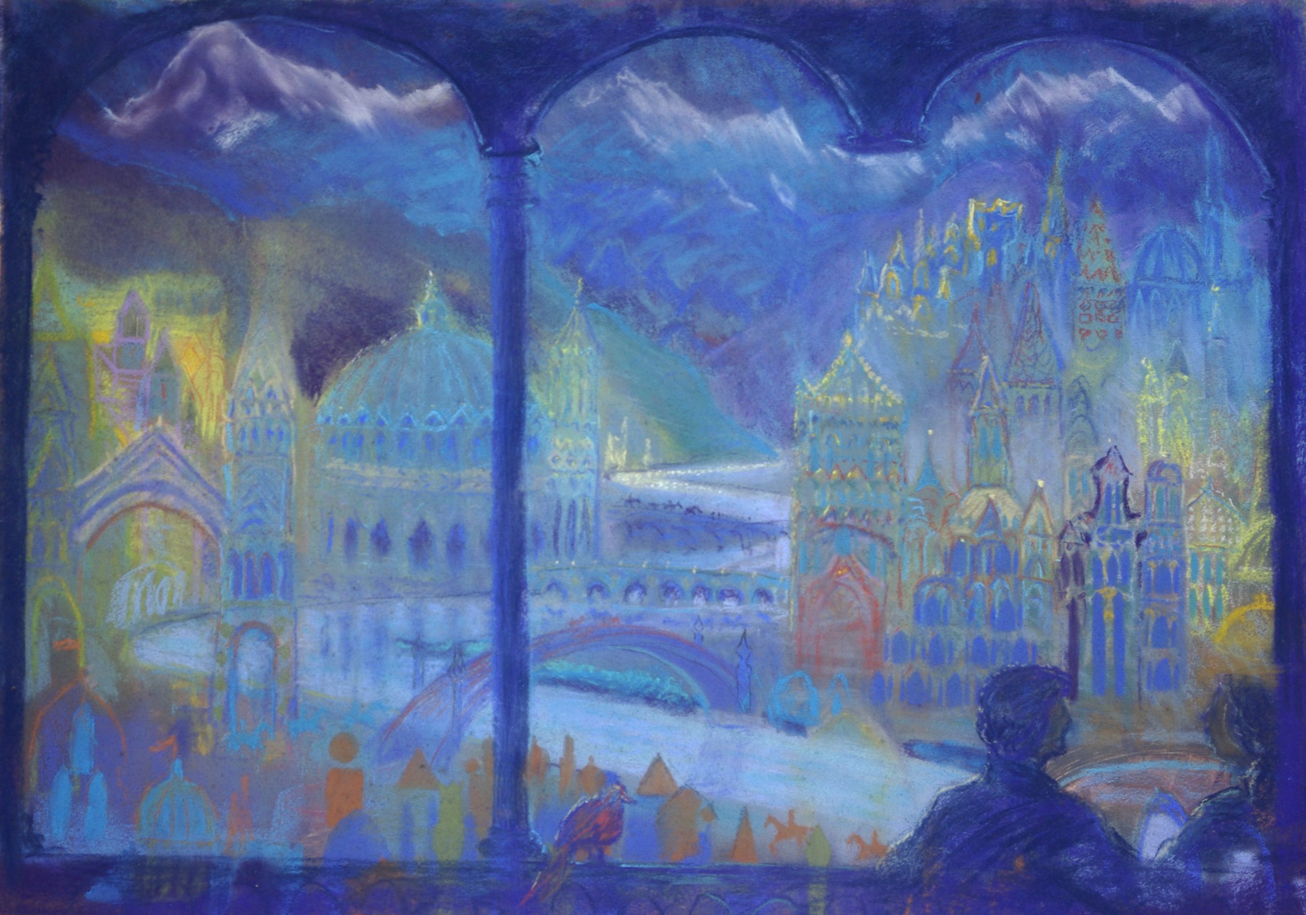 City of my soul', Monotype pastel, 49,5 x 69 cm