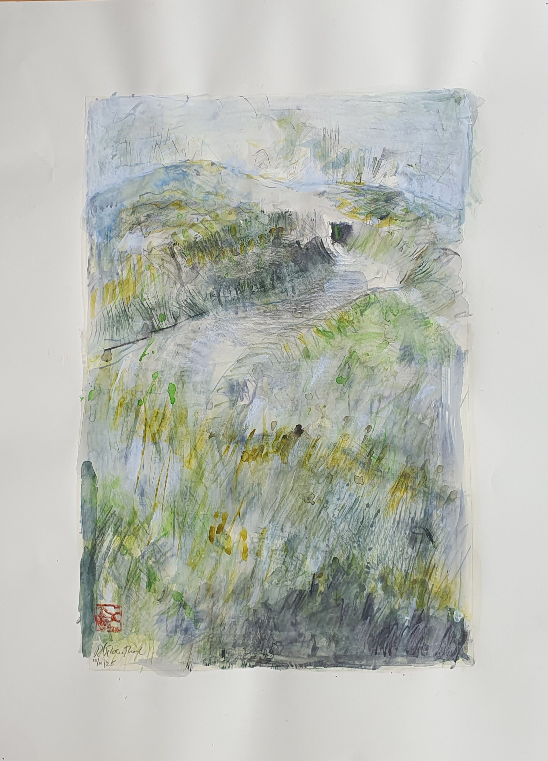 landschap m grafheuvel;.80 x 60 cm